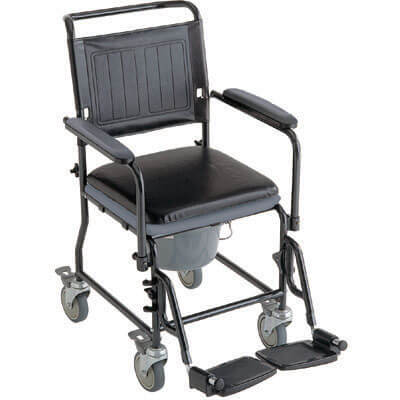 Mobile Commode Chair with 4 Brake Castors